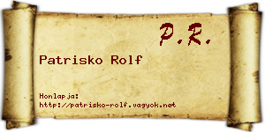 Patrisko Rolf névjegykártya
